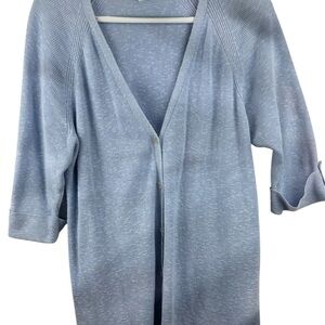 Eileen Fisher Linen Longline Button Front Women’s Cardigan Size Large Light Blue